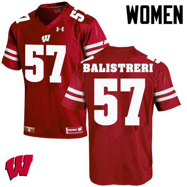 Women Winsconsin Badgers #57 Michael Balistreri College Football Jerseys-Red - Click Image to Close